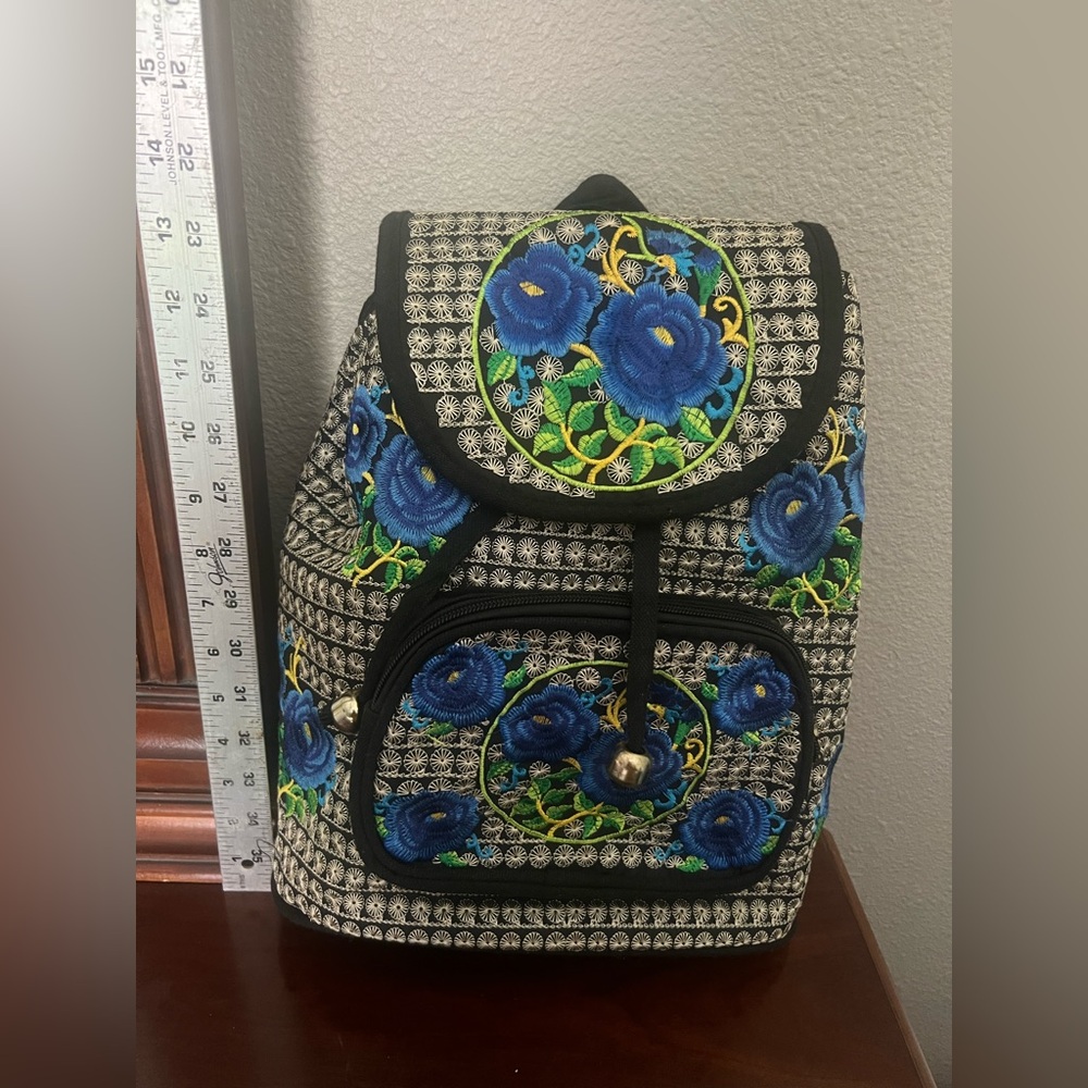Floral Embroidered Backpack